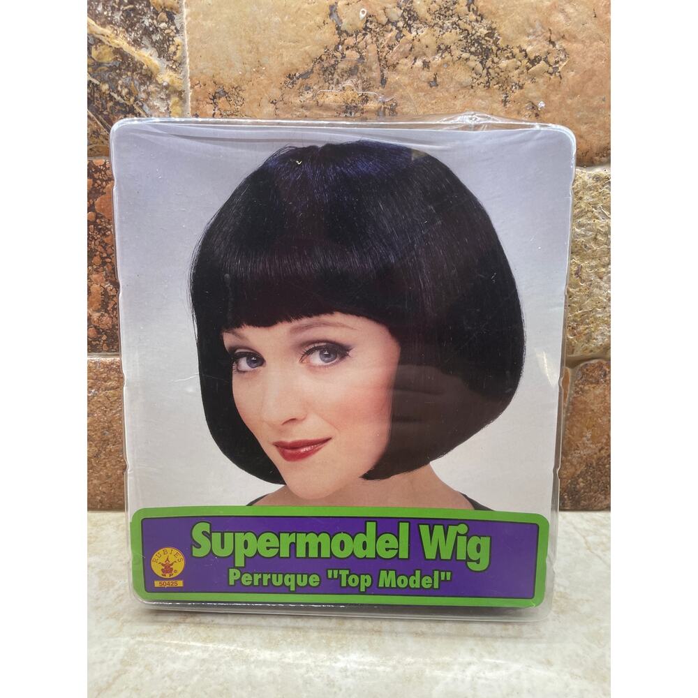 Rubie’s Supermodel Wig Black Bob Costume Wig Adult Top Model Open Box Hair